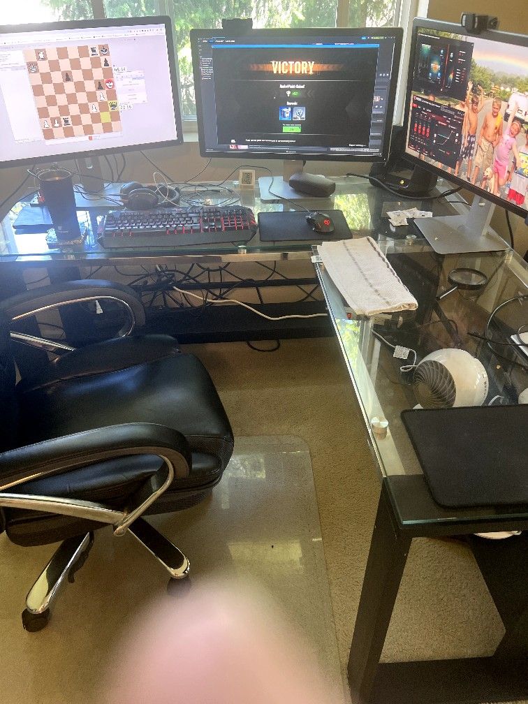 L- Shape Computer desk w/ glass top (very nice no scratch’s)