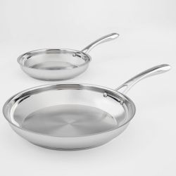 Cuisinart Classic 10" and 12" Stainless Steel 2pk Skillet Set Silver: