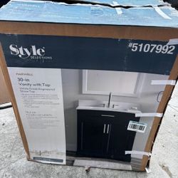 Style Selections Potter 30-in Navy Blue Single Sink Bathroom Vanity