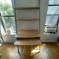 Light brown wooden 3 level desk