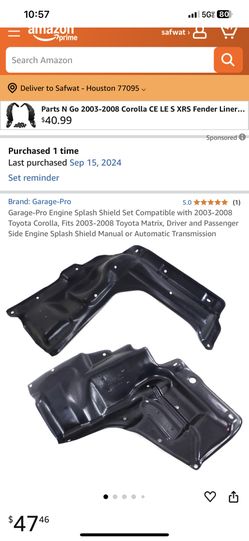 2003 to 2008 toyota corolla engine splash left and right still in closed box