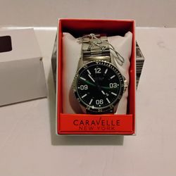 Caravelle New York by Bulova 43B129 Stainless Steel Men's Watch Green Dial NEW