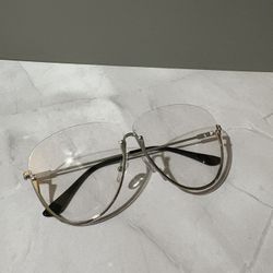Clear Lens Half Silver Metal Framed Personality Glasses