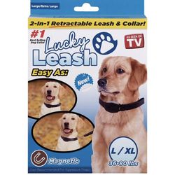 NEW/ LUCKY LEASH RETRACTABLE LEASH & COLLAR AS SEEN ON TV L/XL 36-85 LB DOG