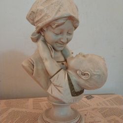 Victorian Mother And Child Alabaster Statue