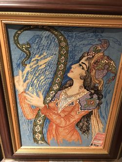 Persian handmade rug with frame- wool and silk 26x34 high end picture frame