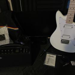 Complete Guitar & Amp Bundle – Squier Mini + Fender Mustang LT40S + Case & More