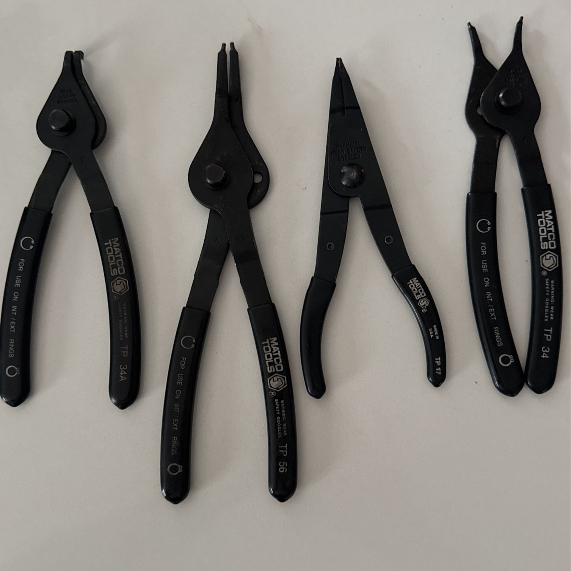 Matco Snap ring pliers Set 11pcs. TP12,12-1,17,32A32-1,34,34A,34-1,56,56A,&56-1