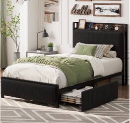 Twin bed with drawers