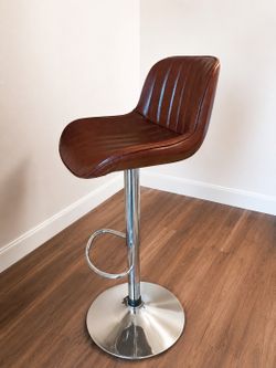 Set of 2 Modern Adjustable Swivel Bar Stools – Brown Leather Look ATL PICKUP