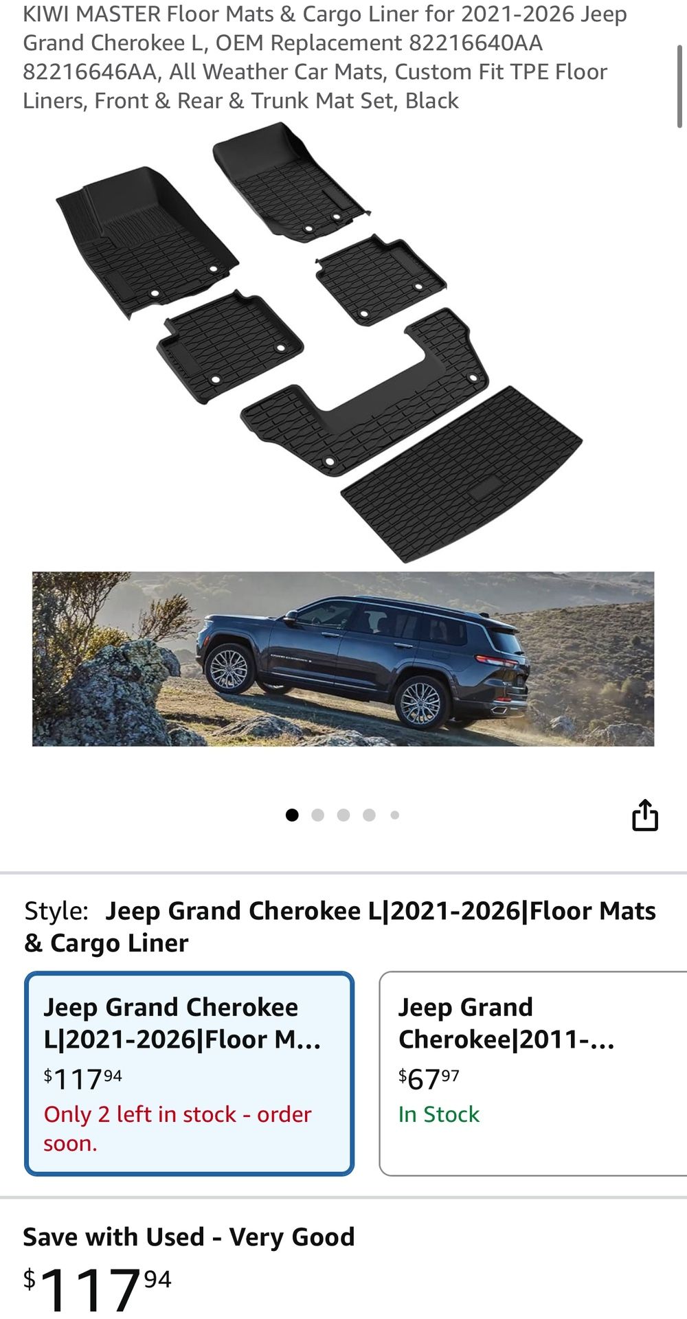 NEW / NUEVO ! Jeep Grand Cherokee L . Car Floor Mats & Cargo Liner for 2021-2026