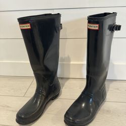 Hunter Women’s Original Back Adjustable Gloss Tall Rain Boots - Size 10