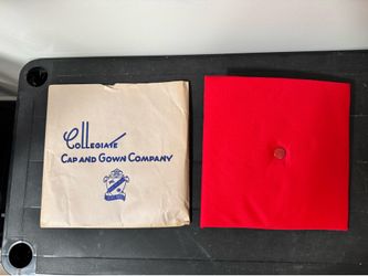 Vintage Red Graduation Mortarboard Cap — Collegiate Cap & Gown Co — Original Sleeve