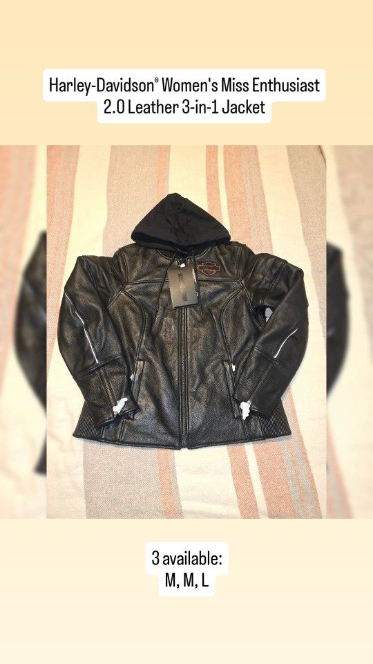 BRAND NEW! Authentic Harley-Davidson® Women's Miss Enthusiast 2.0 Leather 3-in-1 Jacket