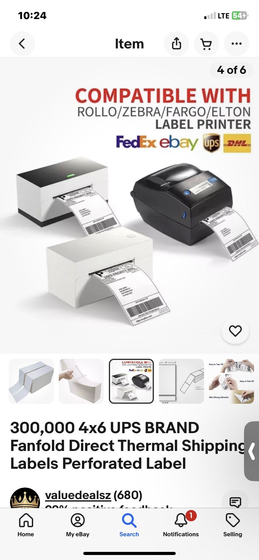 2 Cases Of UPS BRAND 4x6 Thermal Labels FANFOLD
