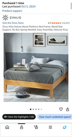 Zinus Moiz King Wood Bed Frame w/ Optional Mattress