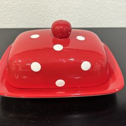 Cute Red Polka Dot Butter Dish