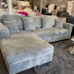 Corduroy Stylish 2pc Lined Sectional Set 