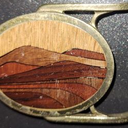 Wood And Brass Belt Buckle 