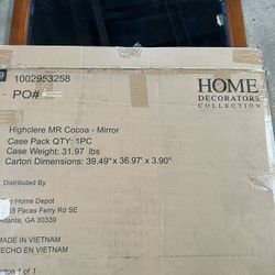 Home Decorators Collection 33 in. W x 36 in. H Framed Rectangular Bathroom Vanity Mirror in Cocoa