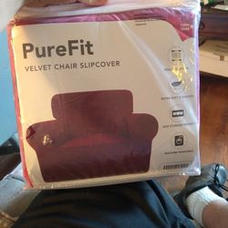 Pure Fit Velvet Chair Slipcover Wine Color
