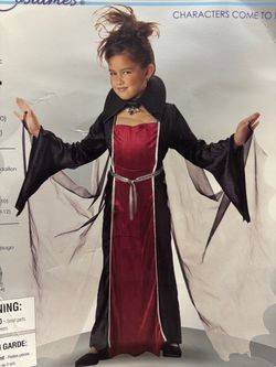New, Girls Vampire Costume size 8-10 includes Dress , Cape with collar