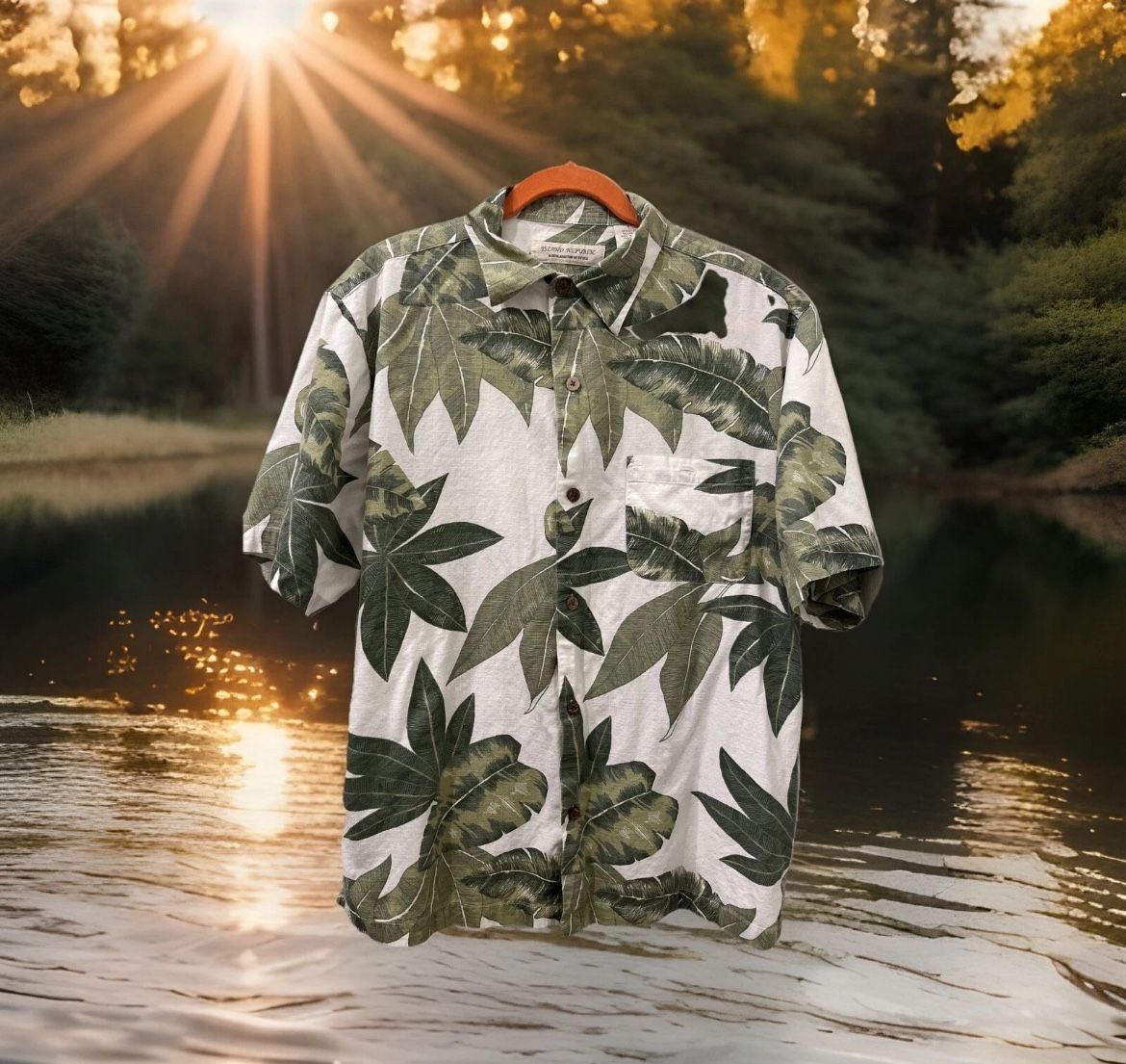 Island Republic Hawaiian Men’s Shirt Button Up short Sleeve Size L