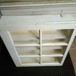 Blue Rustic Architectural Salvage Repurposed Window Medicine Cabinet 28×24