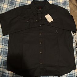 Mens Nike Air Jordan Essentials Black Button Down Shirt