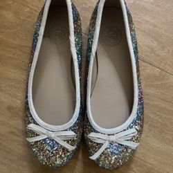 New SO Girls Dress Shoes Slip-on Rainbow Rhinestone Glitter Ballet Flats Size 1