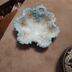 Vintage Ruffle Edge Porcelain Hand  Painted