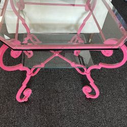 pink wrought iron coffee table