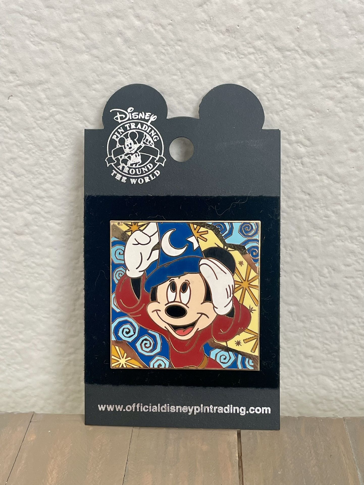 Rare Disney Pin Trading Psychedelic Sorcerer Mickey Mouse Square Pin