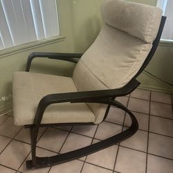 Classic Wooden Rocking Chair with Removable Cushion Plywood Frame Smooth Gliding Motion – Perfect for Nursery, Living Room 