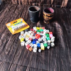 Dice  Lot With Leather Cups