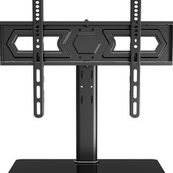 MOUNT PRO Swivel Universal TV Stand/Base - Table top TV Stand for 37-55 inch LCD LED TVs - Height Adjustable TV Mount Stand with Tempered Glass Base, 