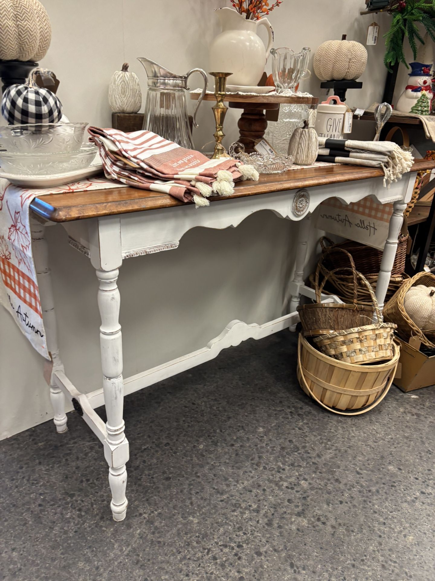 Newly Refinished White Sofa table  Or Console Table 