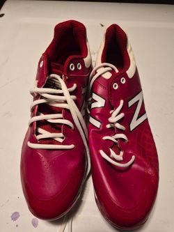 Size 10 - New Balance Mens L4040MW5 Red Cleats Athletic Red