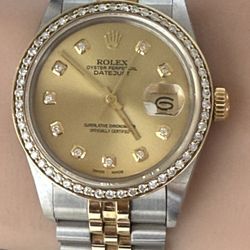 Rolex Pre Owned 36mm DateJust Champagne Diamond Dial Quickset 