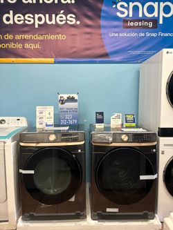 Samsung 5.0 Cu Ft Extra-Large Capacity Smart Washer and 7.5 cu. ft. Vented Smart Dryer Set in Brushed Black