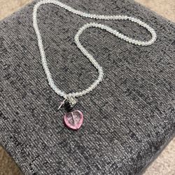 Clear Beaded Necklace With Beautiful Charms. 