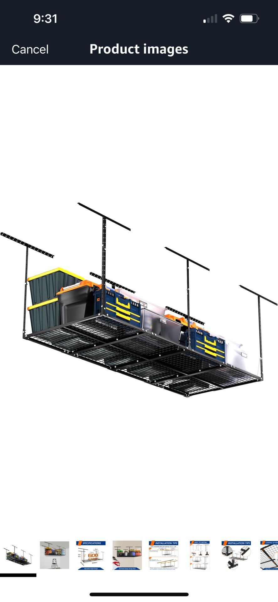 3 x 8FT Overhead Garage Storage Rack, Adjustable Ceiling Storage Racks, Garage Shelving Heavy Duty Storage Organizer System, 600lbs Weight Capacity (B