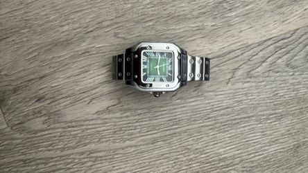 Santos-Style Square Watch Green Dial
