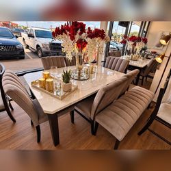 6PC Marble top dining table set