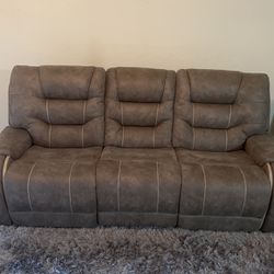 Gray Dual Power Reclining Sofa 