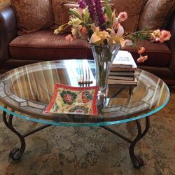 Beautiful Glass Coffee Table with Two Matching Side Tables