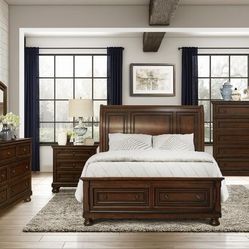 Casual, Transitional Styling Queen Bedroom Set w/Storage Drawers 