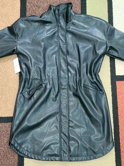 BB Dakota Vegan Leather Black Long Jacket Women’s L NWT