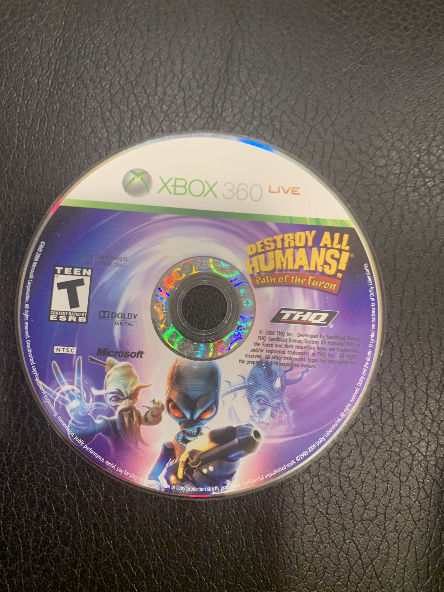 Destroy All Humans Path of the Furon (Microsoft Xbox 360, 2008) Disc Only