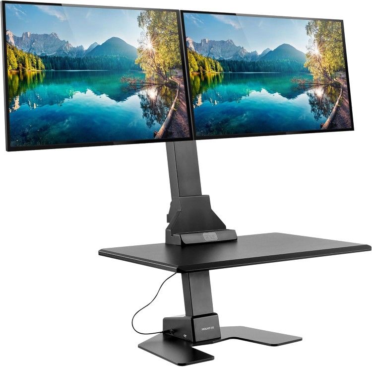 Mount-It! 2 Monitor Electric Standing Desk Converter - Riser